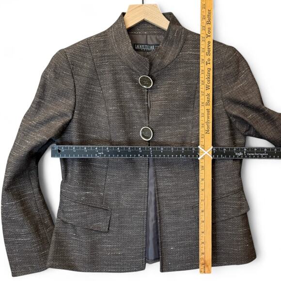 LAFAYETTE 148 NEW YORK Blazer Brown Tweed Hemp Wool Old Money 8 Pet Quiet Luxury - Picture 4 of 8